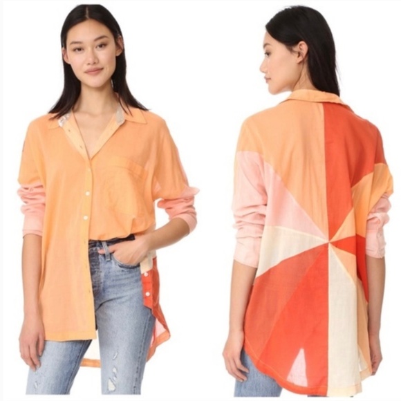 Free People Tops - Free People Rainbow Rays Button Up Oversized Tunic Size‎ XS